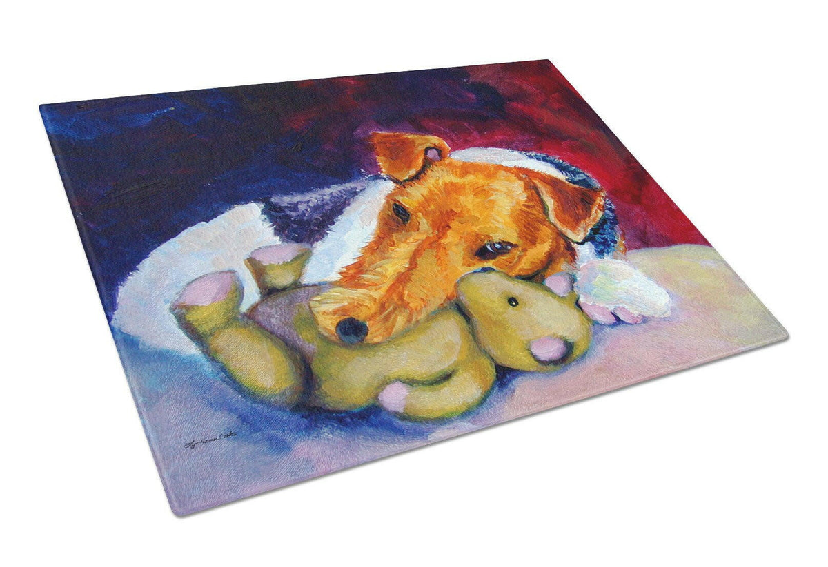 Fox Terrier and Teddy Bear Glass Cutting Board Large 7355LCB by Caroline&#39;s Treasures
