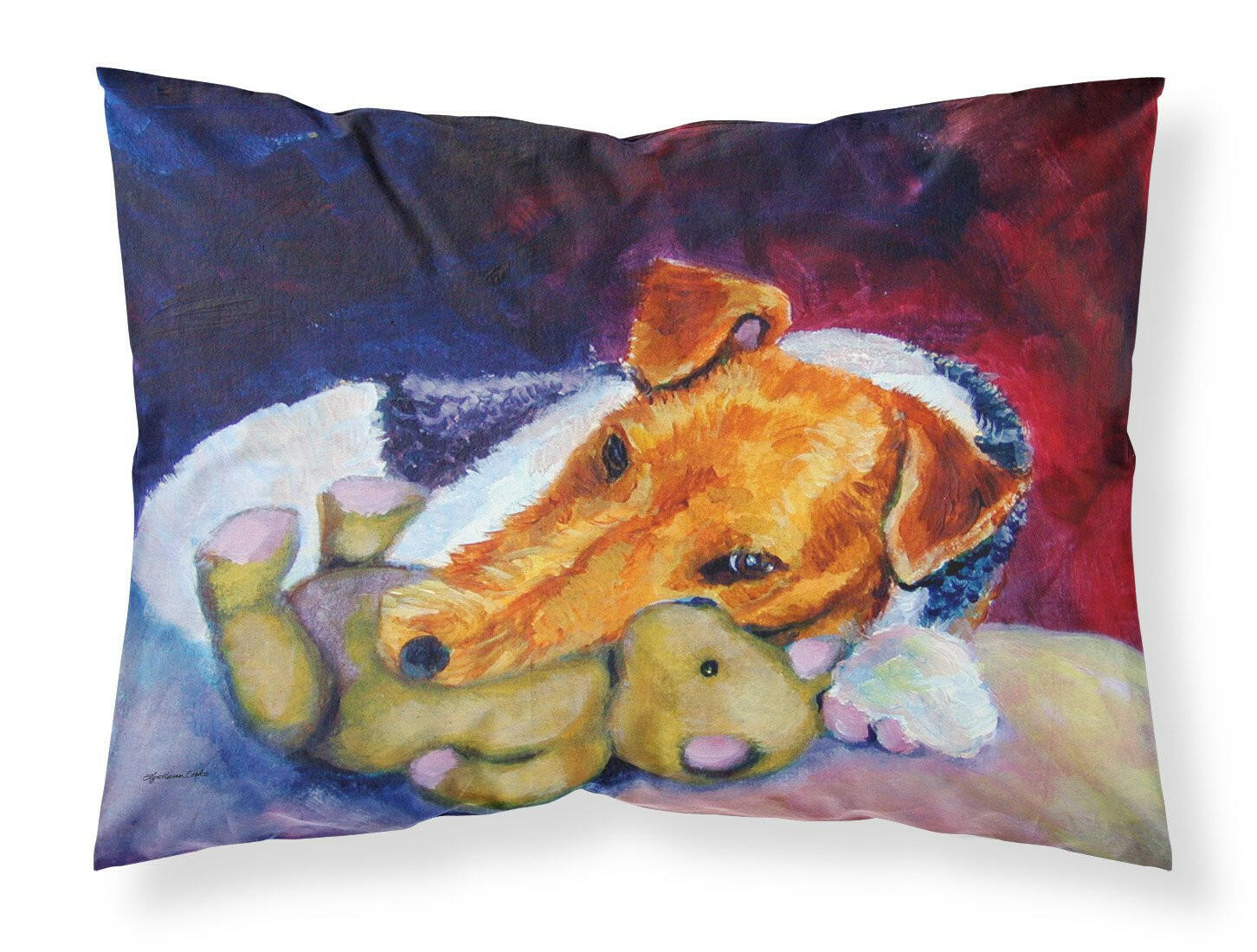 Fox Terrier and Teddy Bear Fabric Standard Pillowcase 7355PILLOWCASE by Caroline's Treasures
