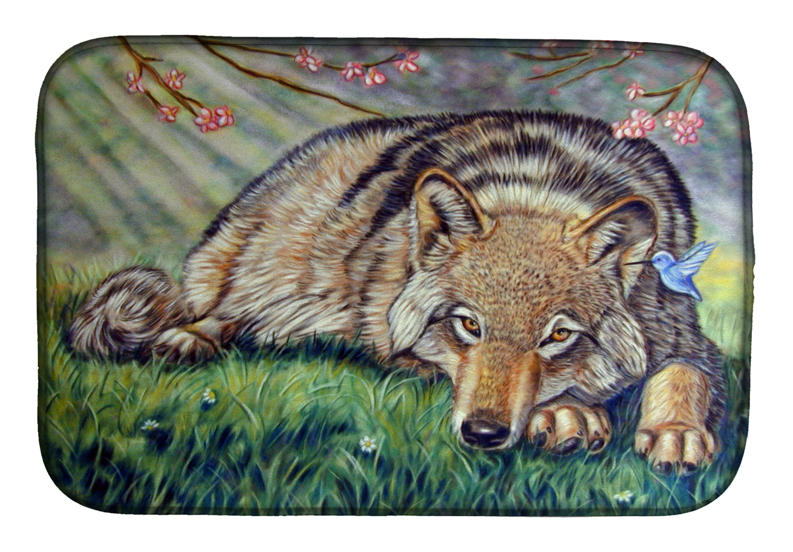 Wolf and Hummingbird Dish Drying Mat 7356DDM  the-store.com.