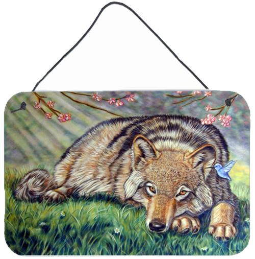 Wolf and Hummingbird Wall or Door Hanging Prints 7356DS812 by Caroline&#39;s Treasures