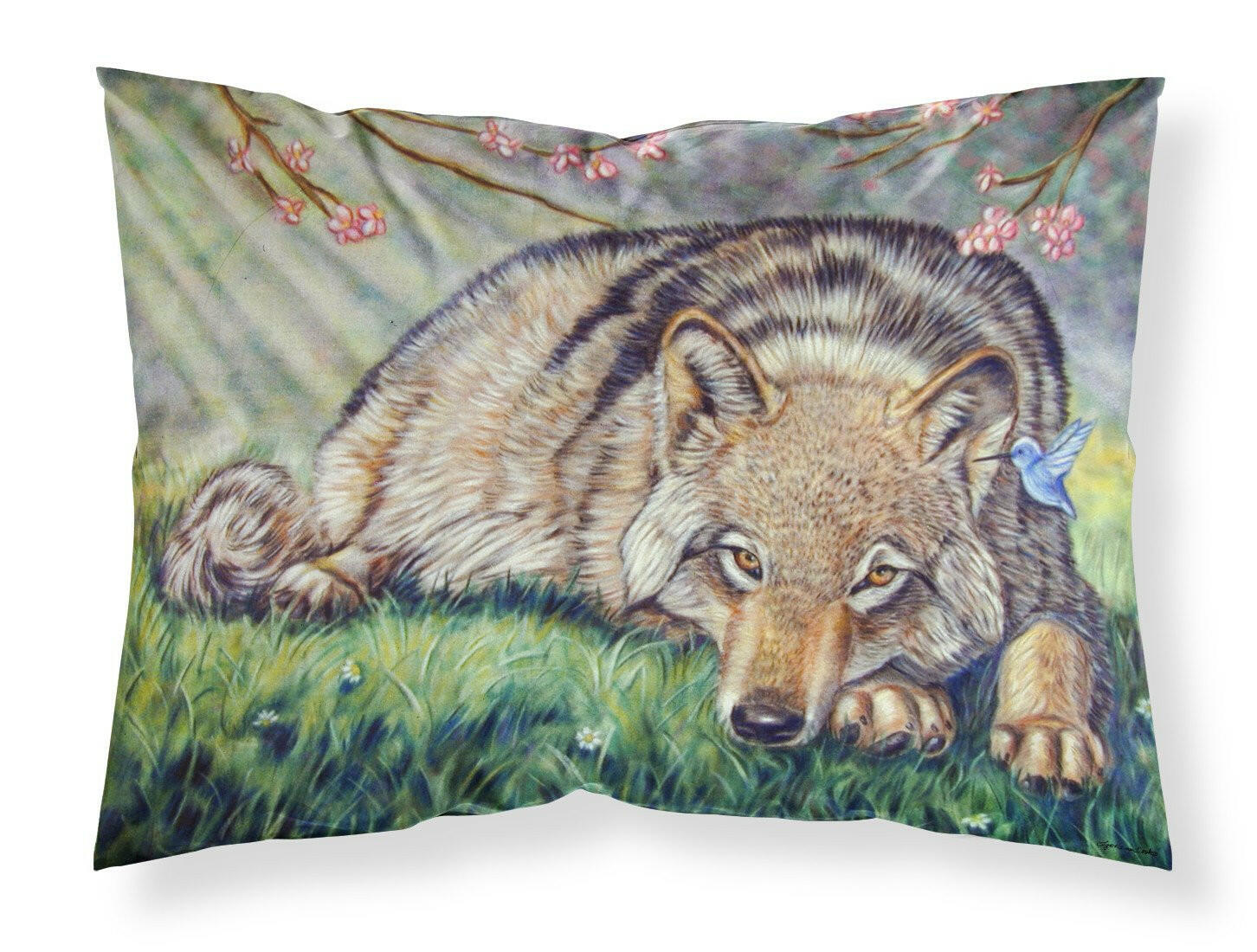 Wolf and Hummingbird Fabric Standard Pillowcase 7356PILLOWCASE by Caroline's Treasures