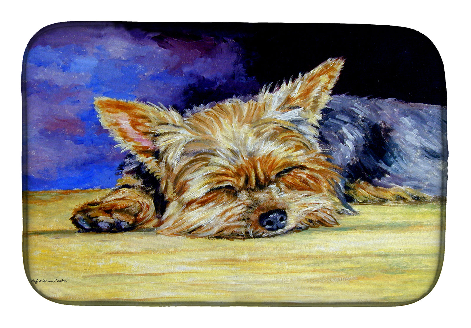 Yorkie Taking a Nap Dish Drying Mat 7357DDM  the-store.com.