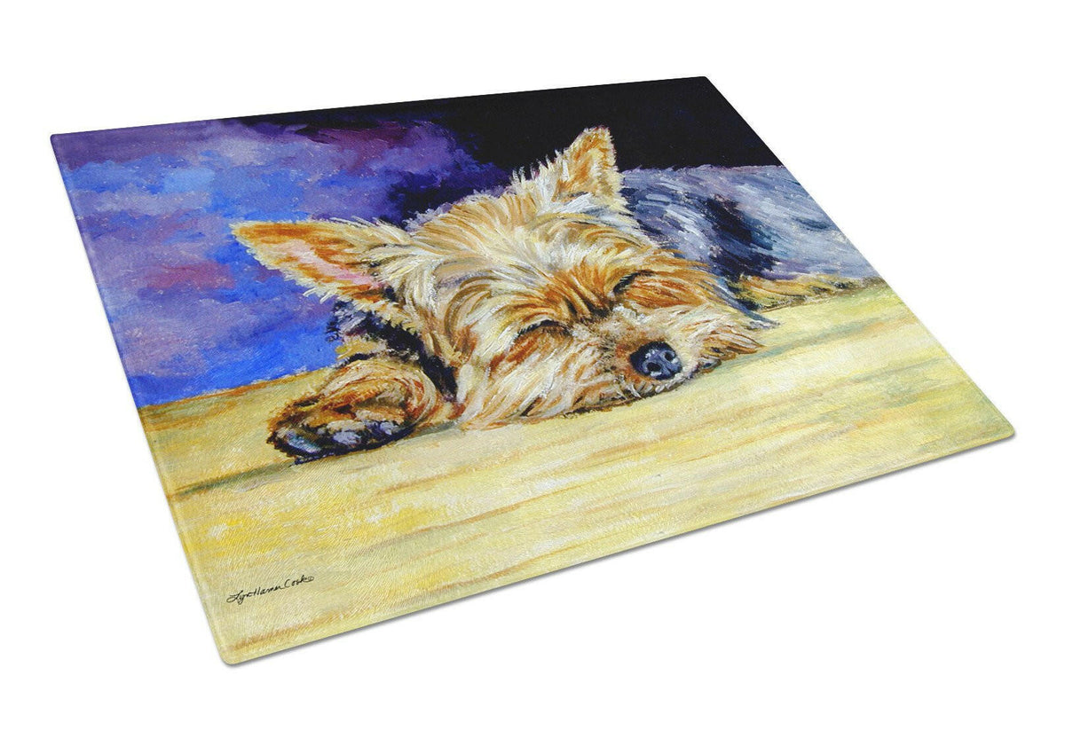 Yorkie Taking a Nap Glass Cutting Board Large 7357LCB by Caroline&#39;s Treasures