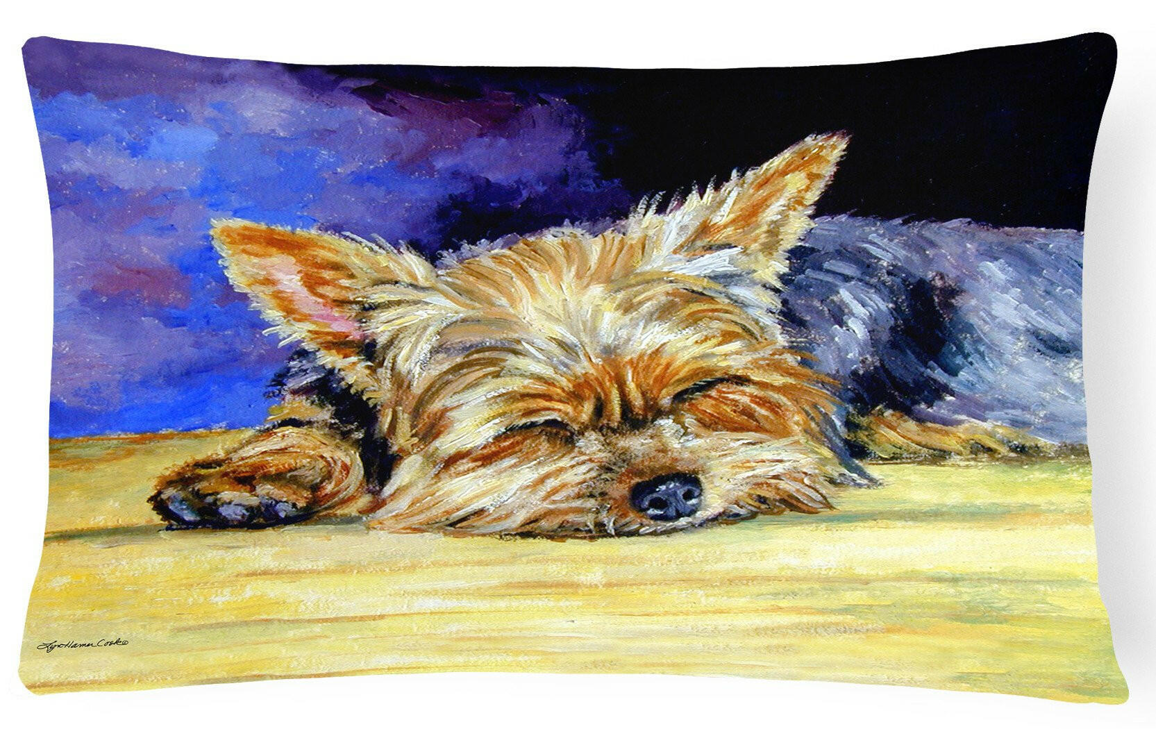 Yorkie Taking a Nap Fabric Decorative Pillow 7357PW1216 by Caroline's Treasures