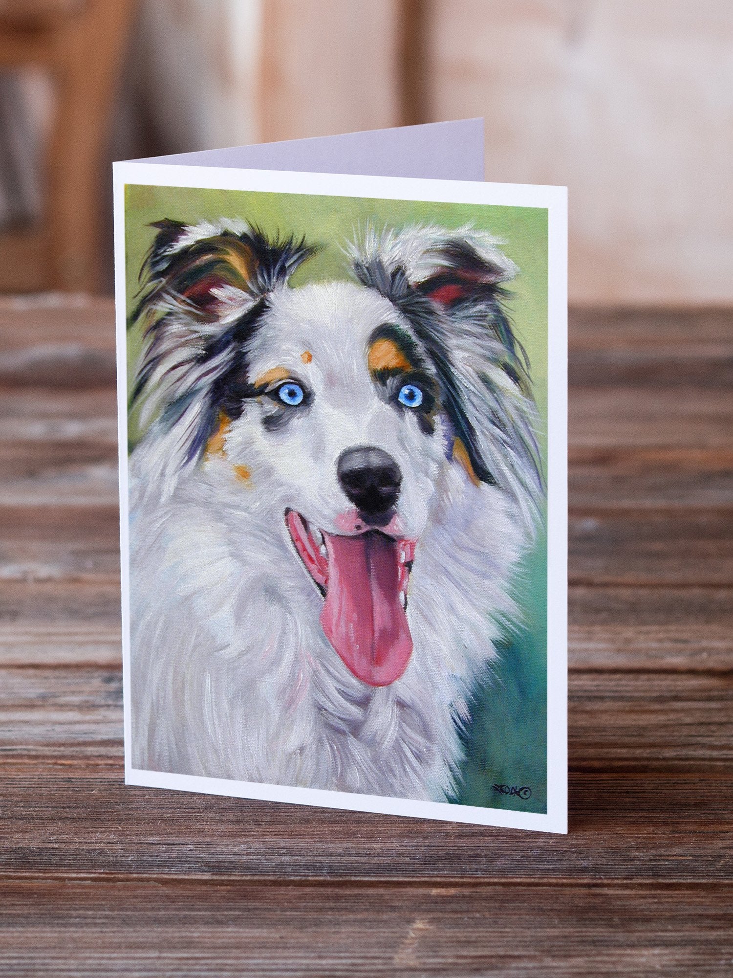 Australian Shepherd Blue Eyes Greeting Cards and Envelopes Pack of 8 - the-store.com