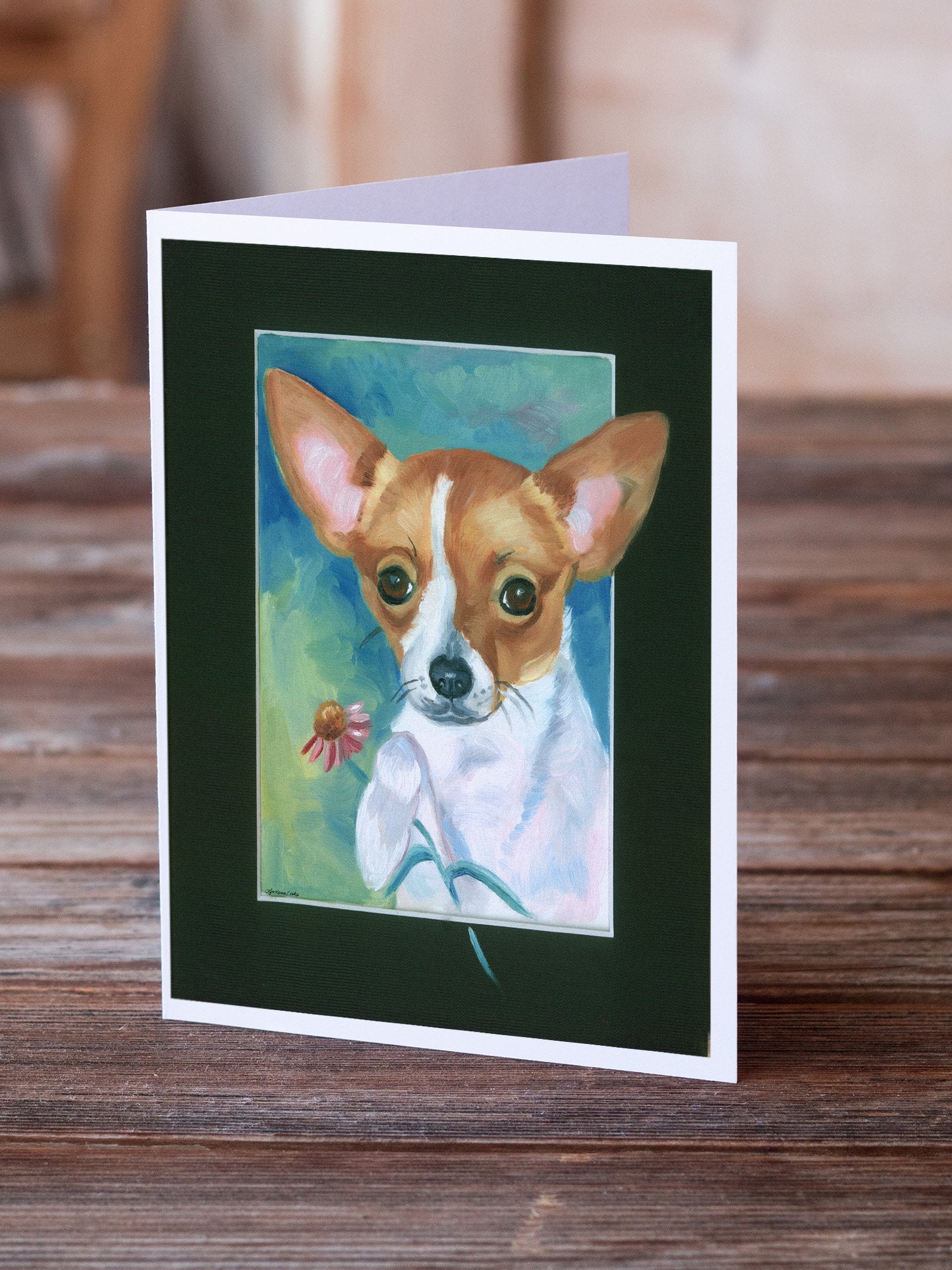 Chihuahua and Daisy Greeting Cards and Envelopes Pack of 8 - the-store.com
