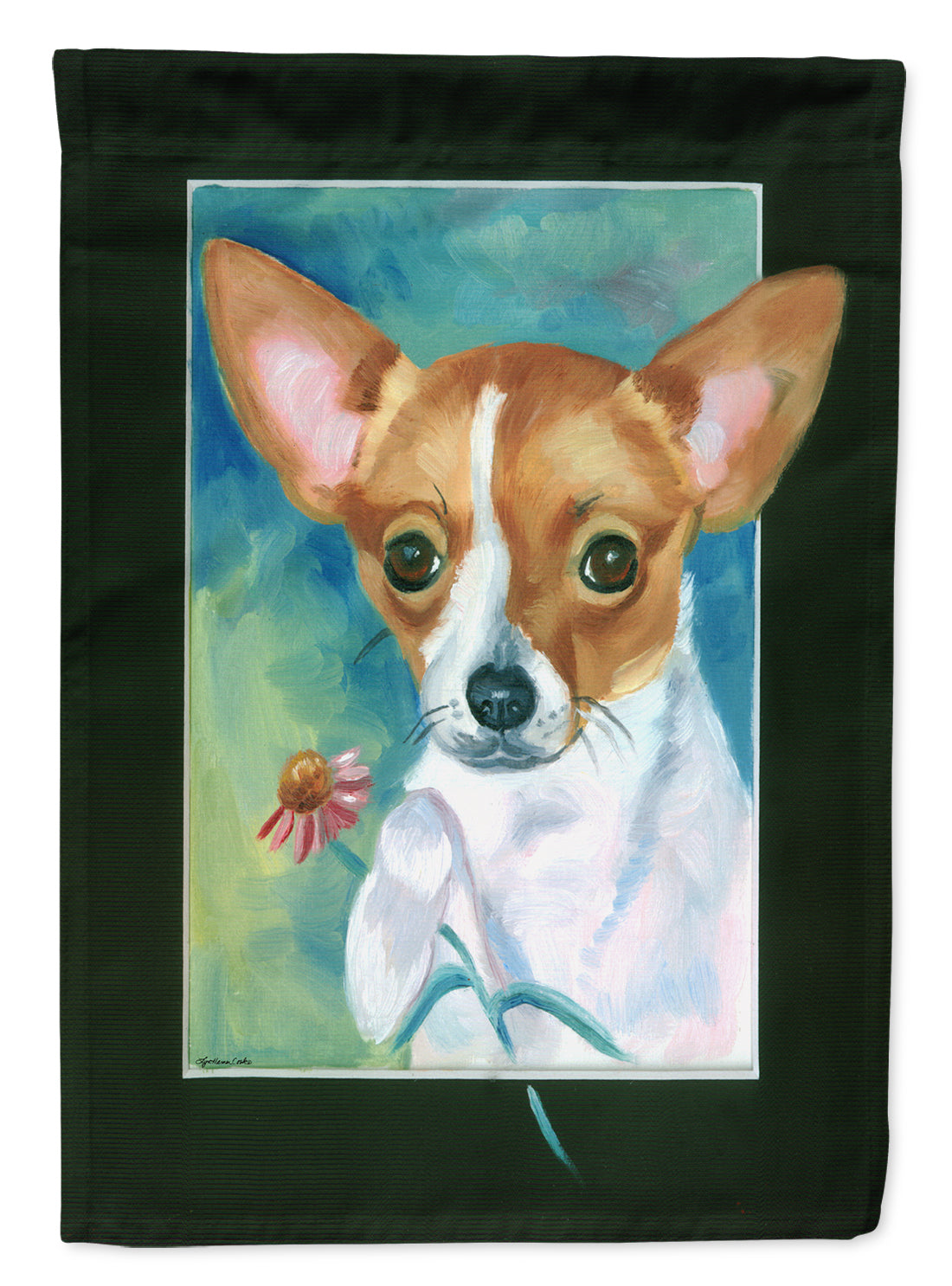 Chihuahua and Daisy Flag Garden Size 7360GF.