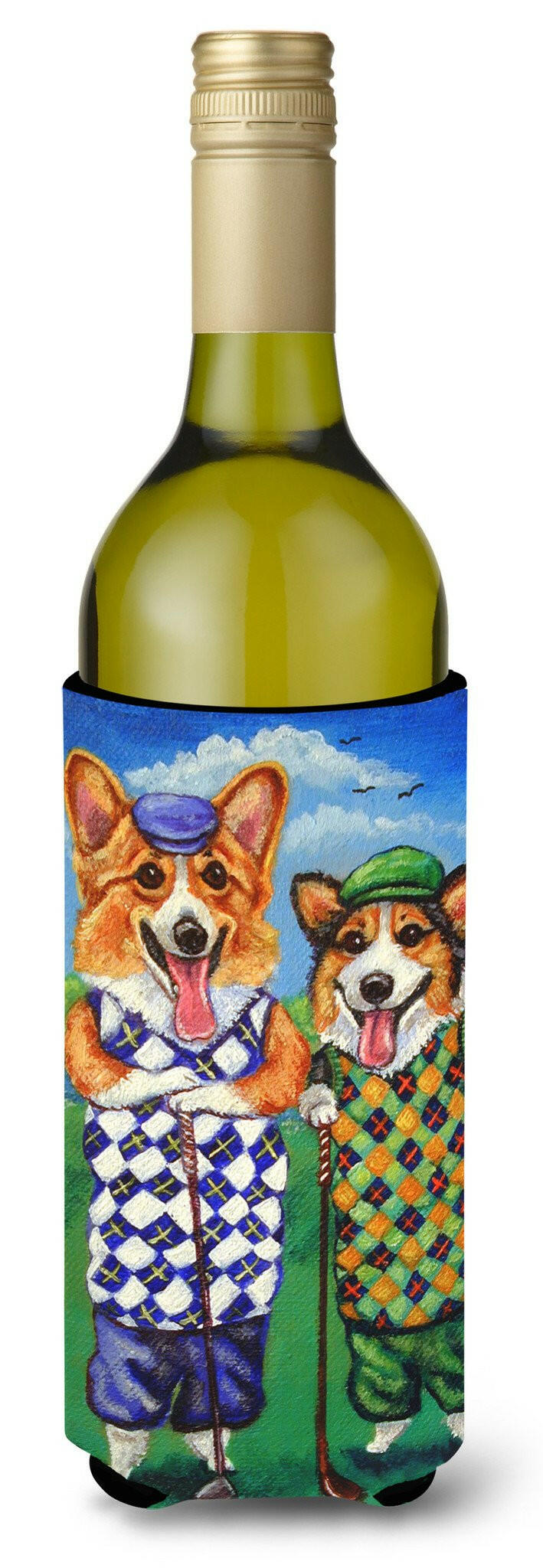 Corgi Golfers Wine Bottle Beverage Insulator Hugger 7361LITERK by Caroline&#39;s Treasures