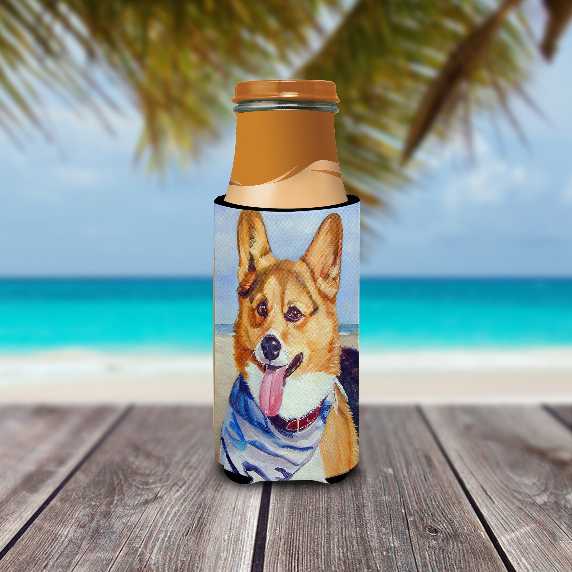 Corgi Beach Bandana  Ultra Beverage Insulators for slim cans 7363MUK