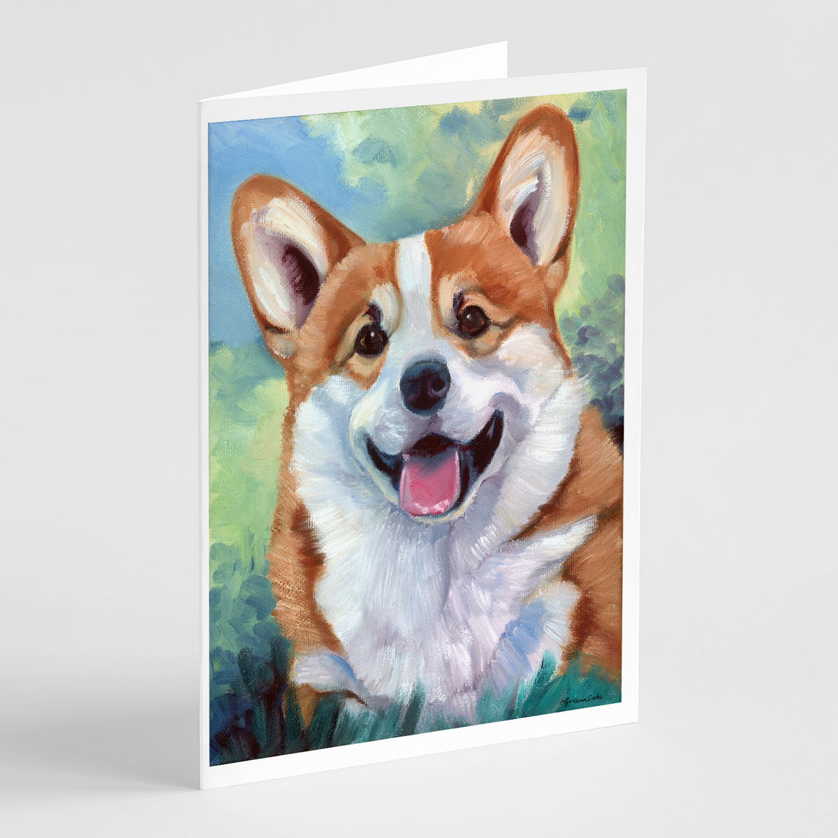 Buy this Pembroke Corgi Happy Face Greeting Cards and Envelopes Pack of 8