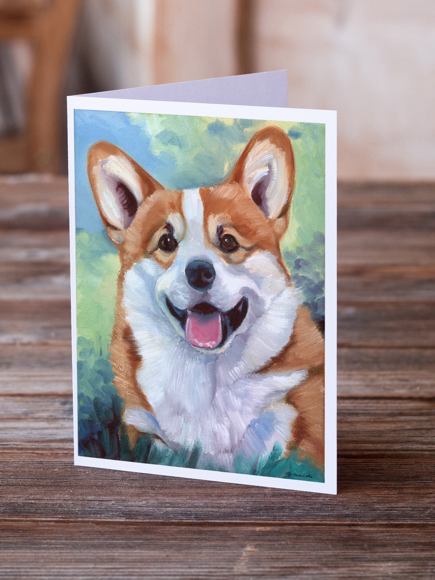Pembroke Corgi Happy Face Greeting Cards and Envelopes Pack of 8 - the-store.com