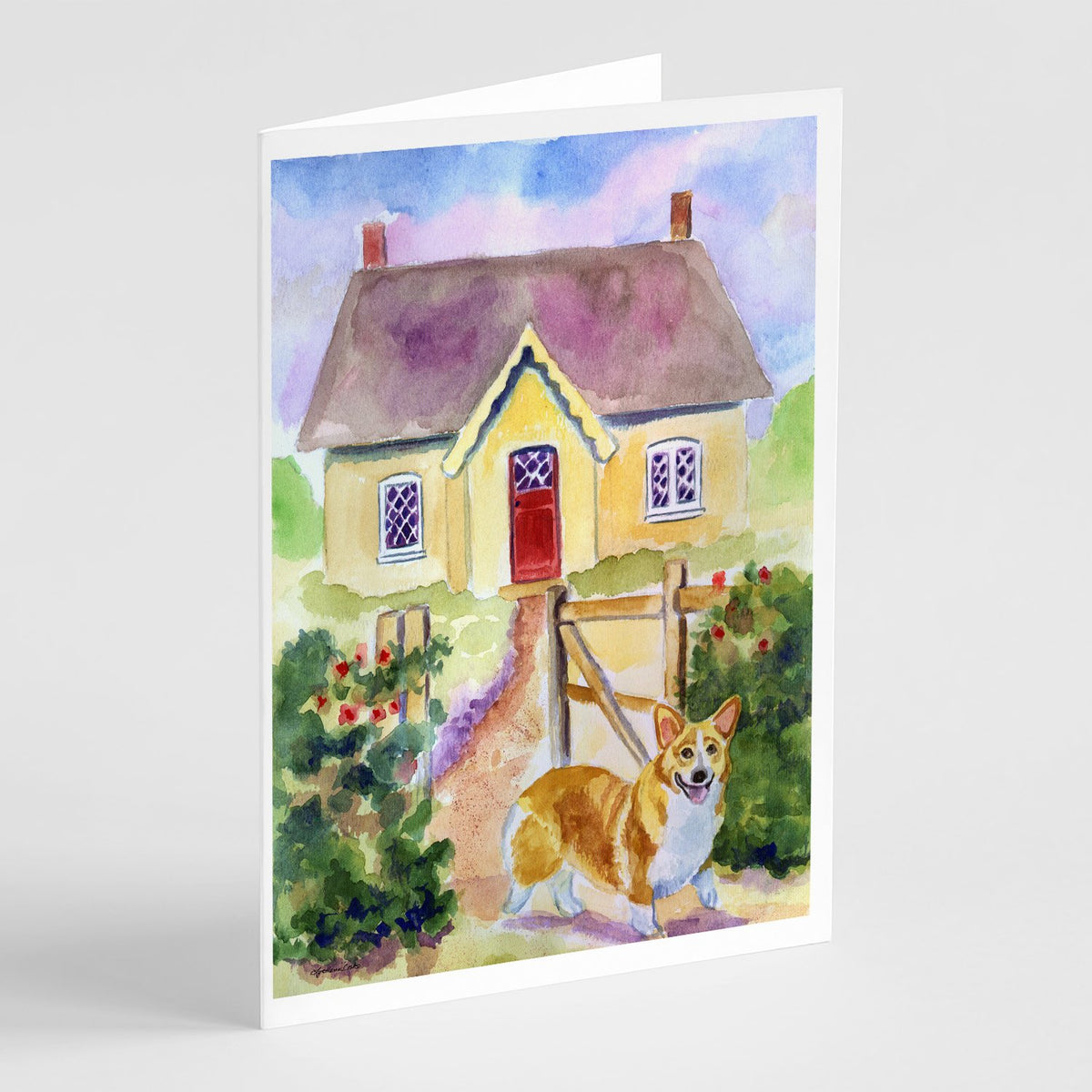 Buy this Pembroke Corgi Cottage Visit Greeting Cards and Envelopes Pack of 8