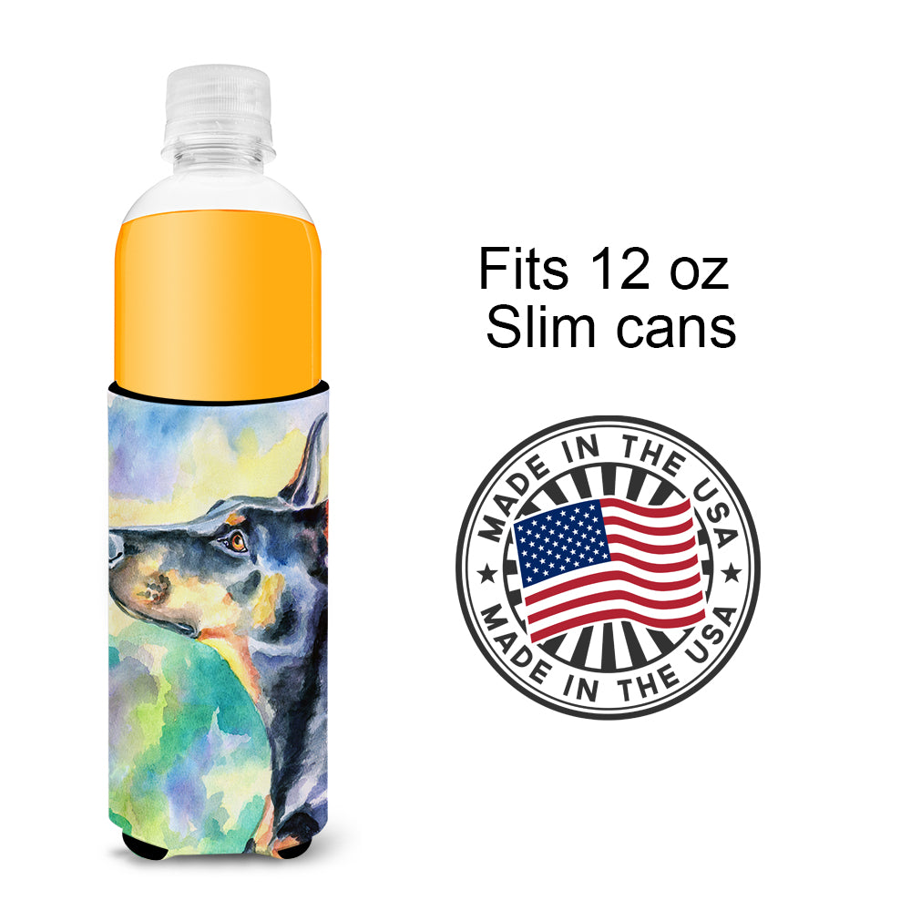 Watercolor Doberman  Ultra Beverage Insulators for slim cans 7372MUK
