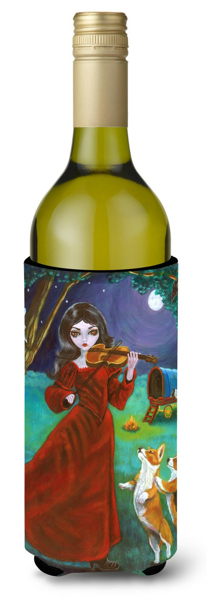 Fairy Moon Dance with Corgi Wine Bottle Beverage Insulator Hugger 7376LITERK by Caroline&#39;s Treasures