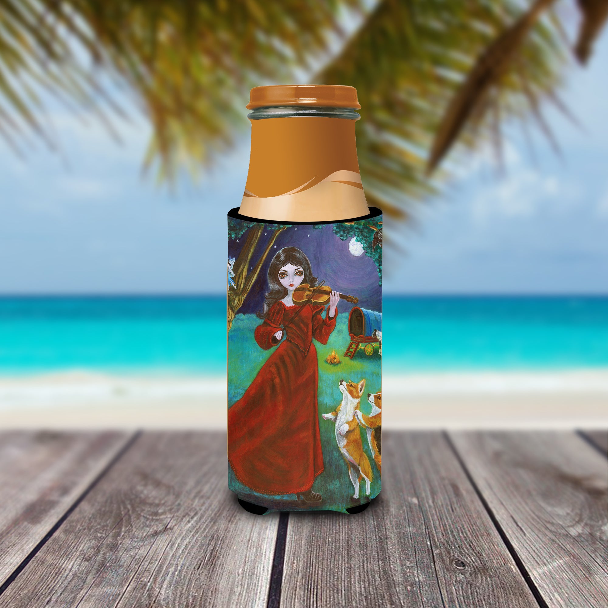 Fairy Moon Dance avec Corgi Michelob Ultra Beverage Insulators pour canettes minces 7376MUK