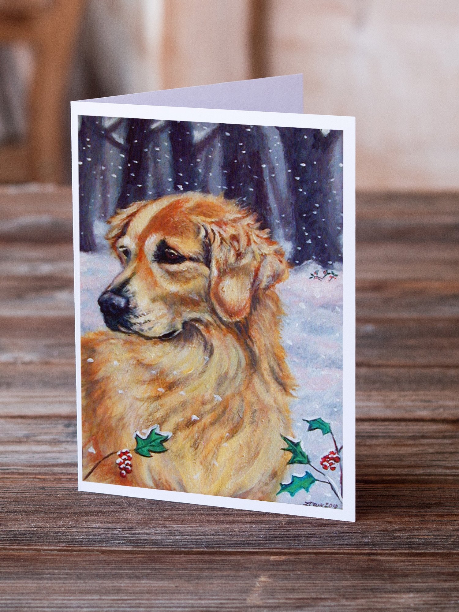 Buy this Golden Retriver Holly Greeting Cards and Envelopes Pack of 8