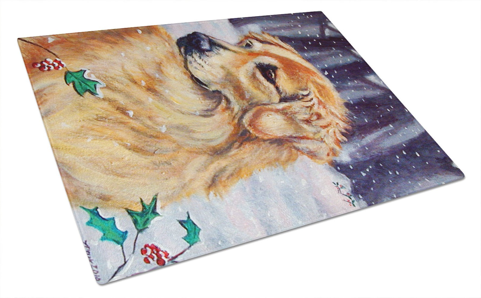 Golden Retriver Holly Glass Cutting Board Large 7381LCB by Caroline's Treasures