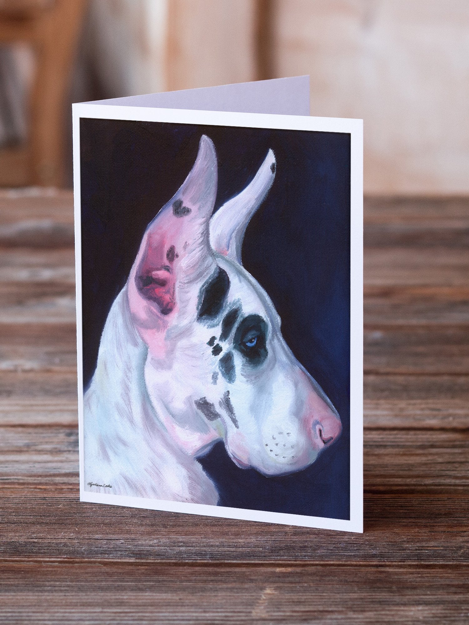 Great Dane Harlequin Greeting Cards and Envelopes Pack of 8 - the-store.com