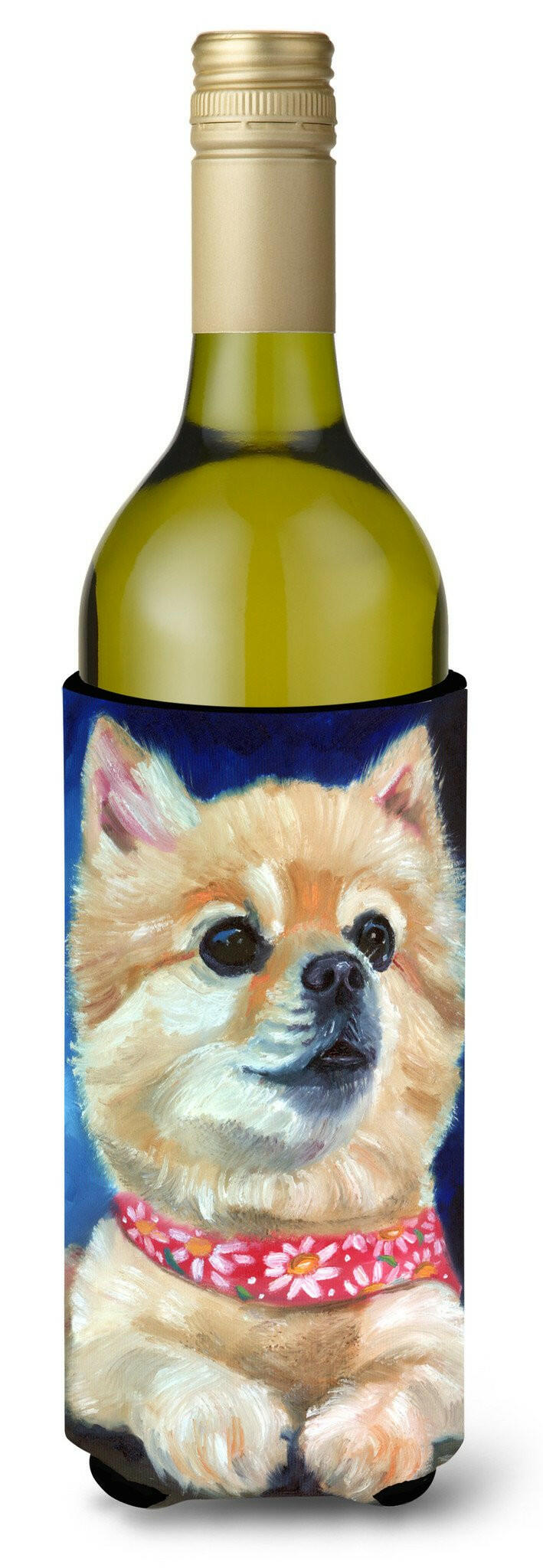 Fancy Bandana Pomeranian Puppy Wine Bottle Beverage Insulator Hugger 7392LITERK by Caroline&#39;s Treasures
