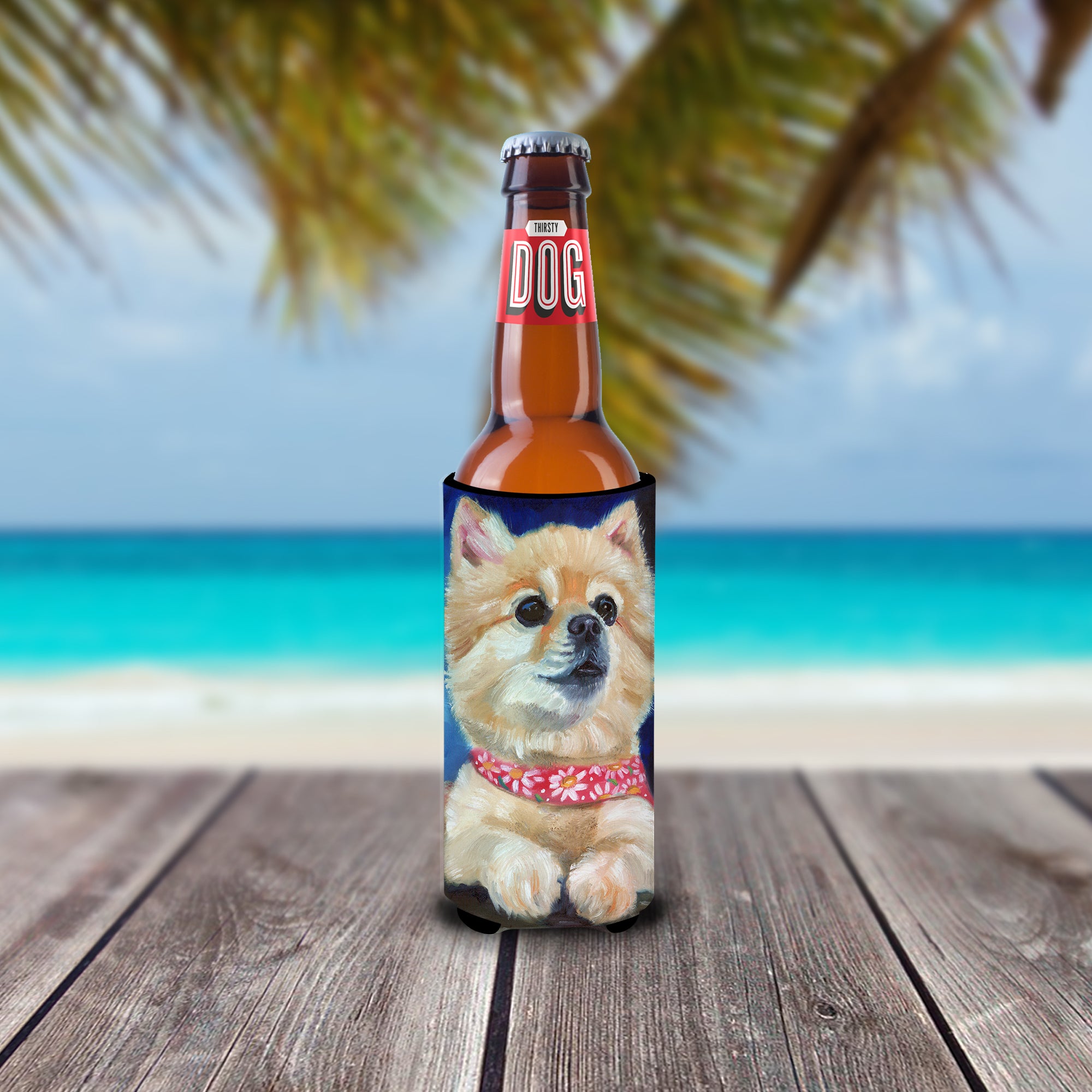 Fancy Bandana Pomeranian Puppy Michelob Ultra Beverage Isolateurs pour canettes minces 7392MUK