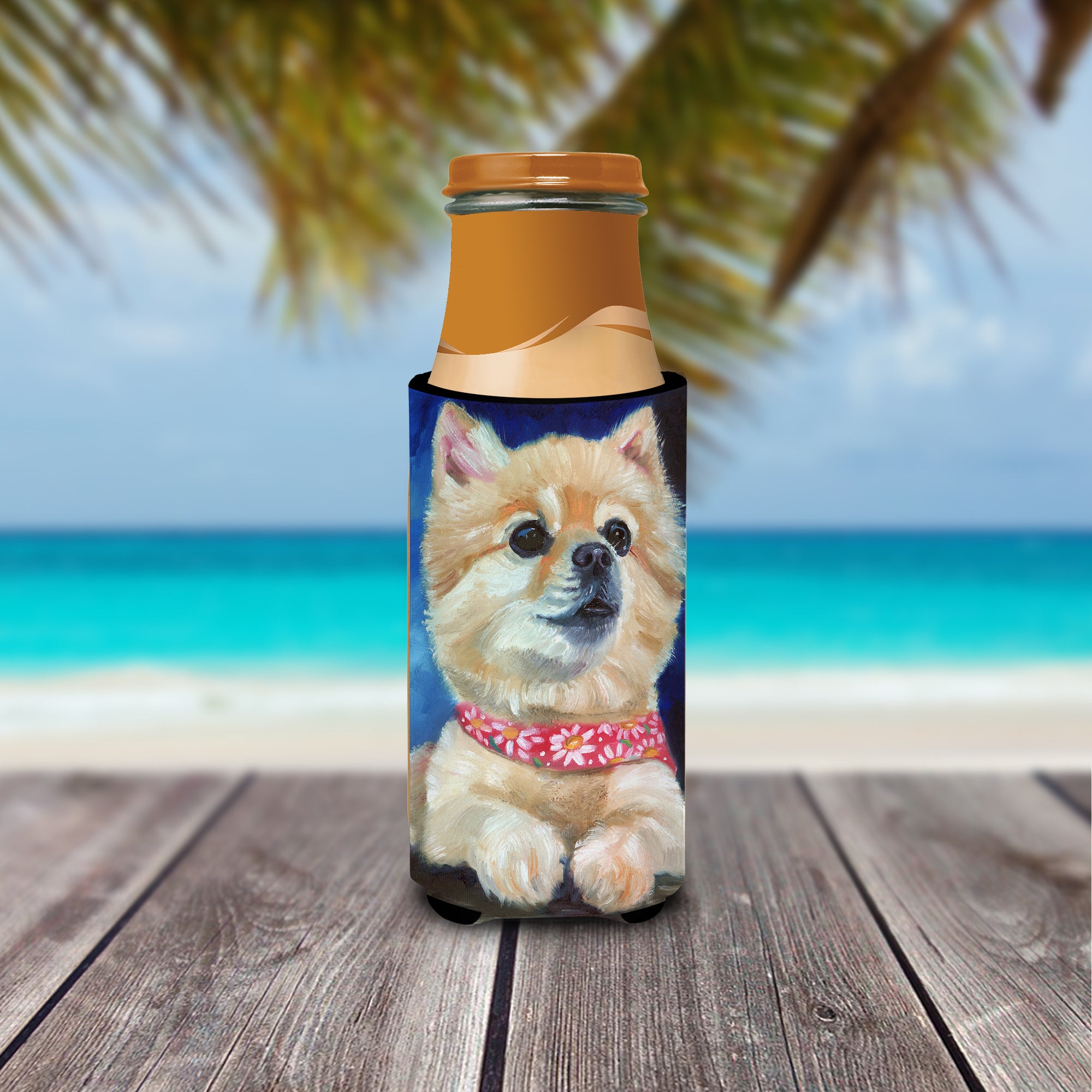 Fancy Bandana Pomeranian Puppy  Ultra Beverage Insulators for slim cans 7392MUK  the-store.com.