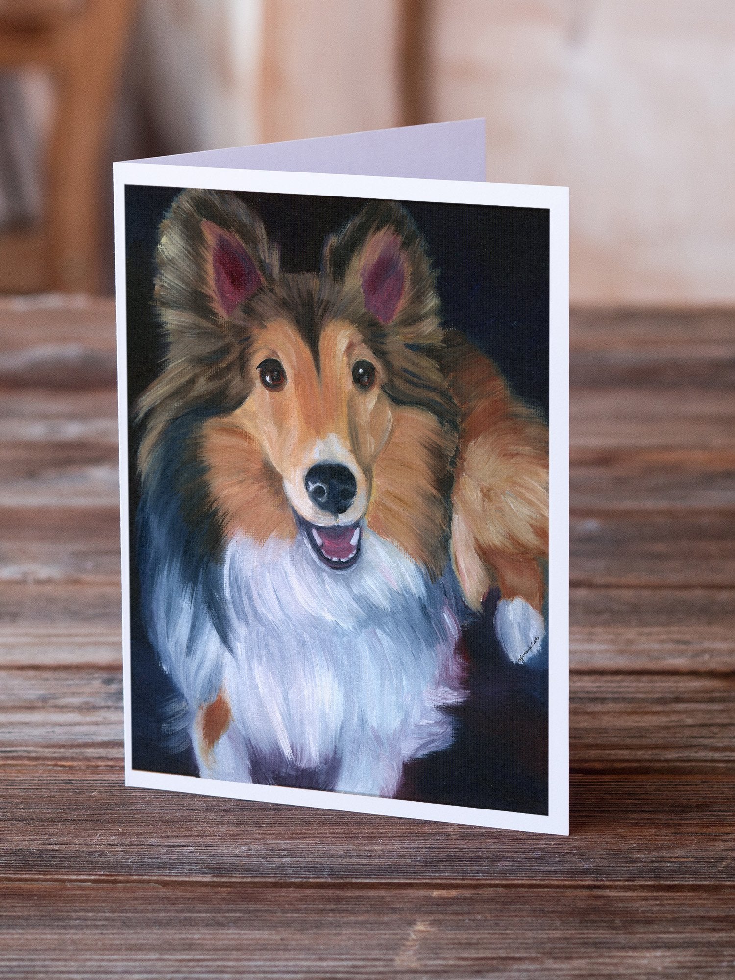 Sheltie Stand Off Greeting Cards and Envelopes Pack of 8 - the-store.com