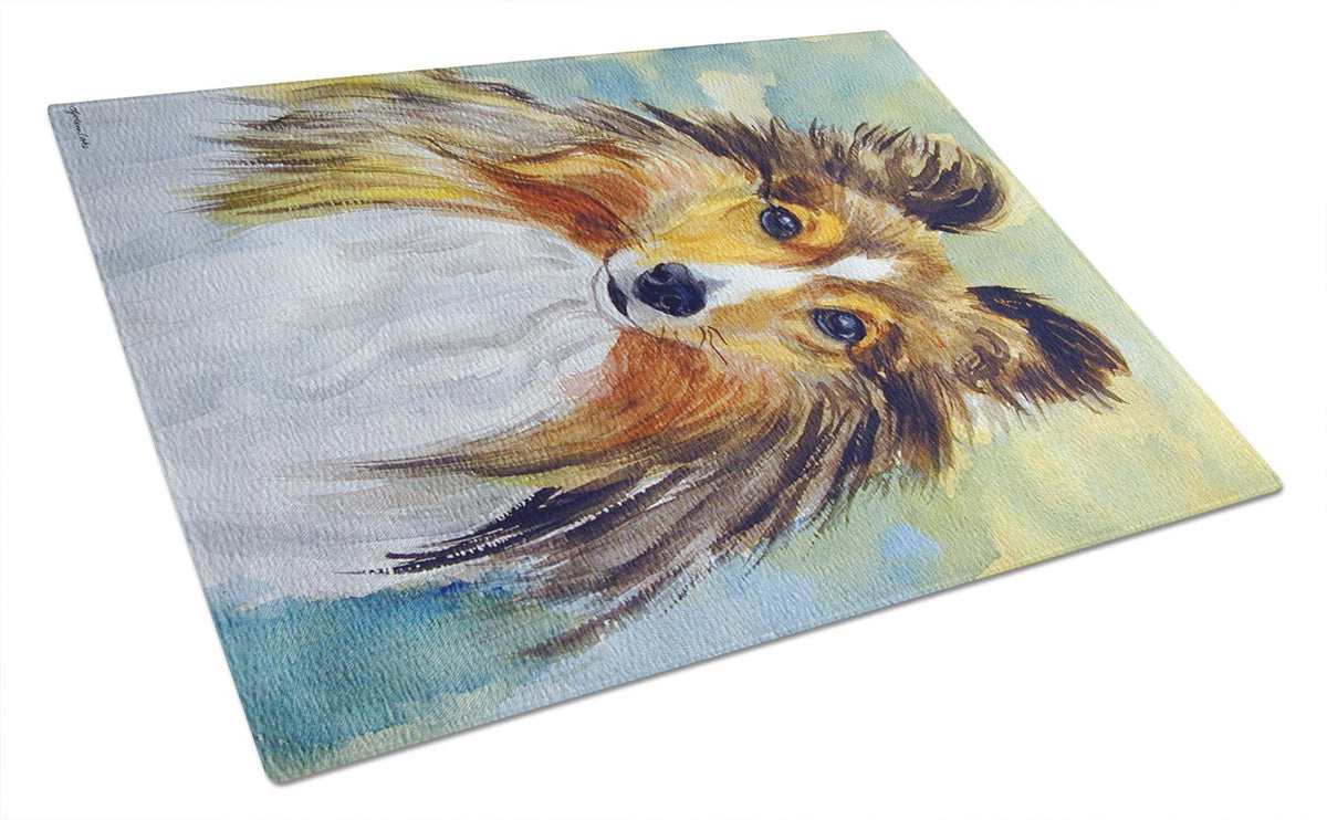 Sheltie Toby Glass Cutting Board Large 7397LCB by Caroline&#39;s Treasures