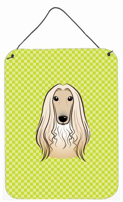 Checkerboard Lime Green Afghan Hound Wall or Door Hanging Prints BB1306DS1216 by Caroline&#39;s Treasures
