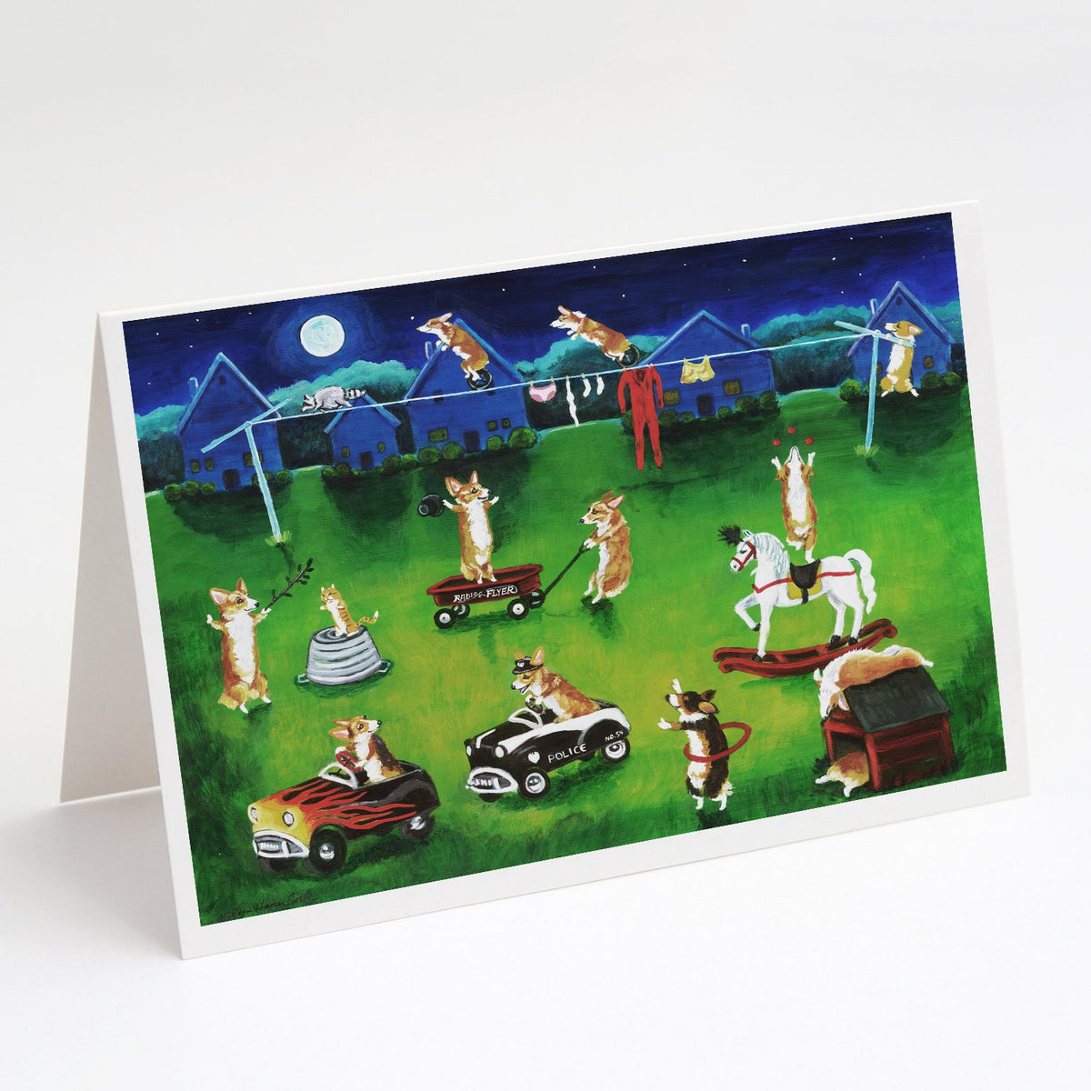 Buy this Corgi Backyard Circus Greeting Cards and Envelopes Pack of 8