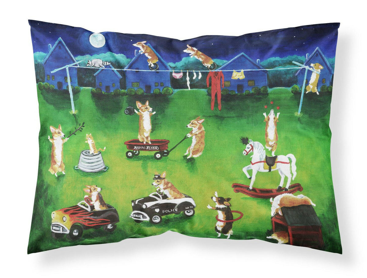 Corgi Backyard Circus Fabric Standard Pillowcase 7403PILLOWCASE by Caroline&#39;s Treasures