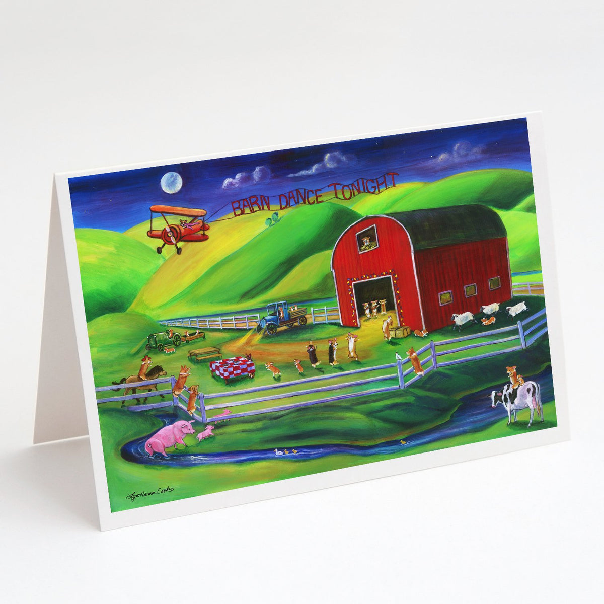 Buy this Corgi Barn Dance Greeting Cards and Envelopes Pack of 8