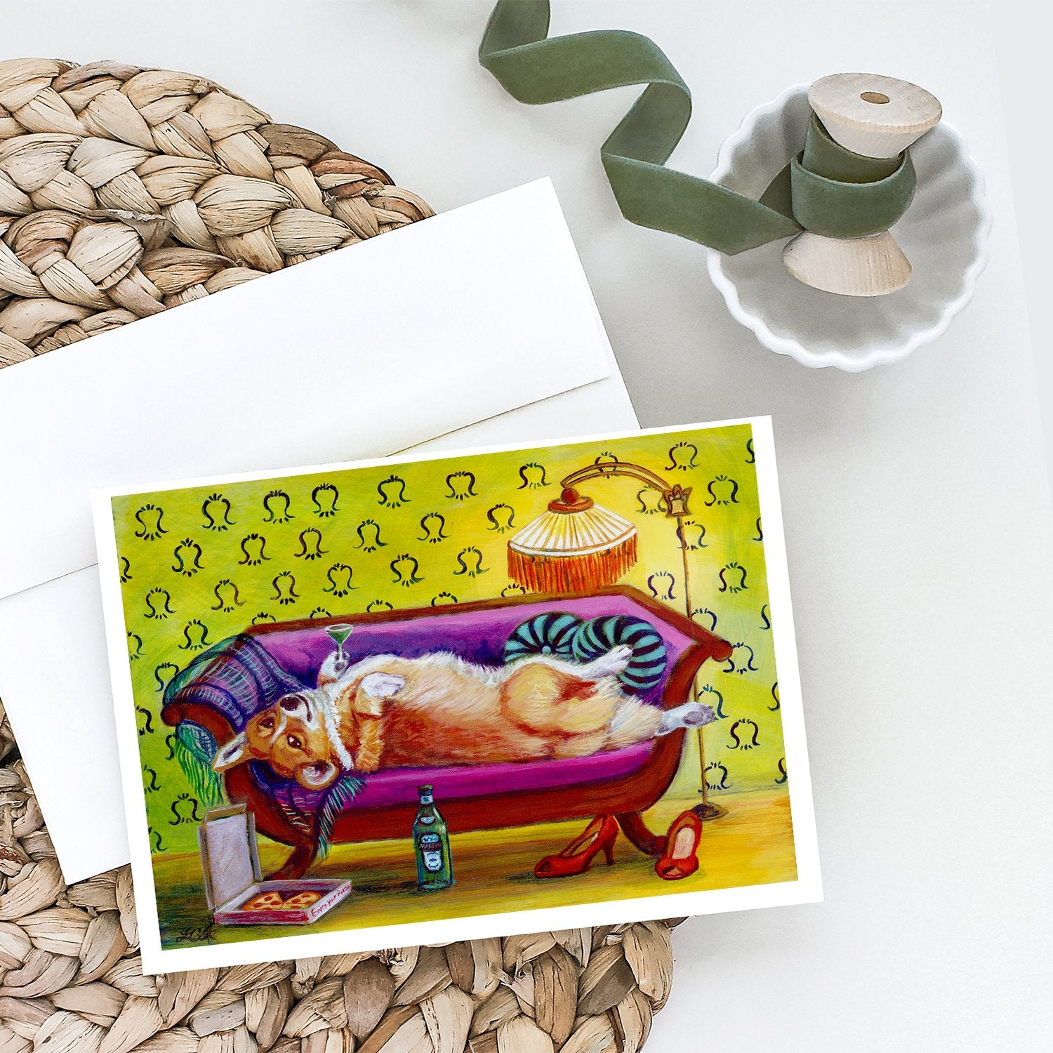Corgi Home Alone Greeting Cards and Envelopes Pack of 8 - the-store.com