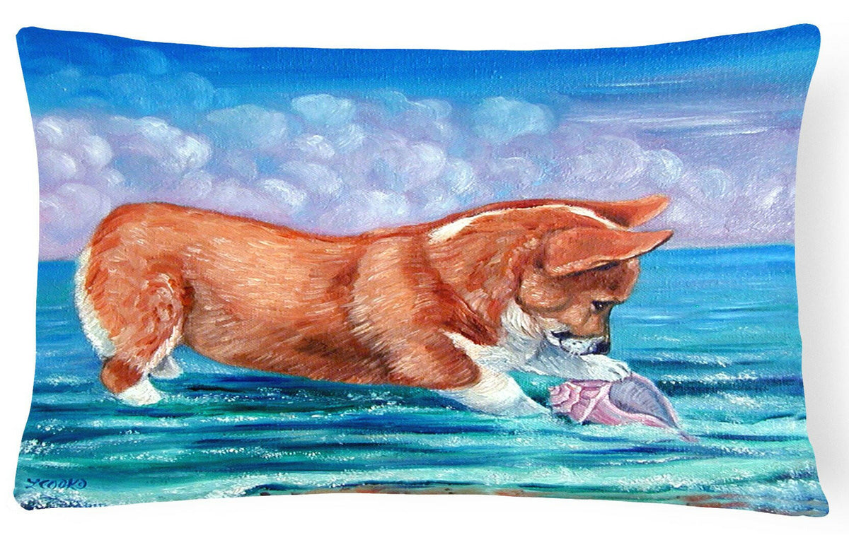 Corgi Sea Shell Find Fabric Decorative Pillow 7407PW1216 by Caroline&#39;s Treasures