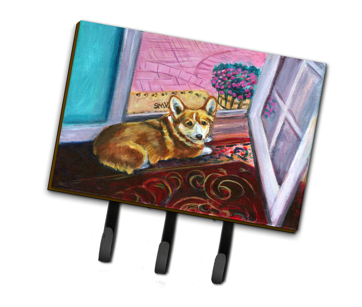 Corgi Watching from the Door Leash or Key Holder 7410TH68