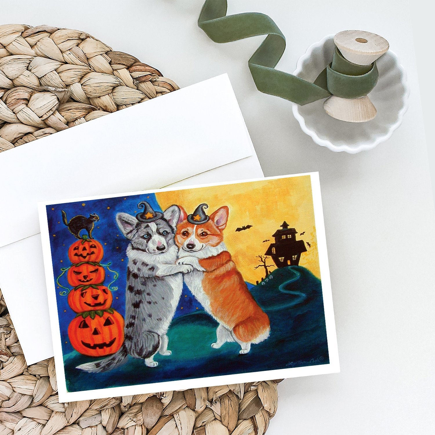 Corgi Halloween Scare Greeting Cards and Envelopes Pack of 8 - the-store.com