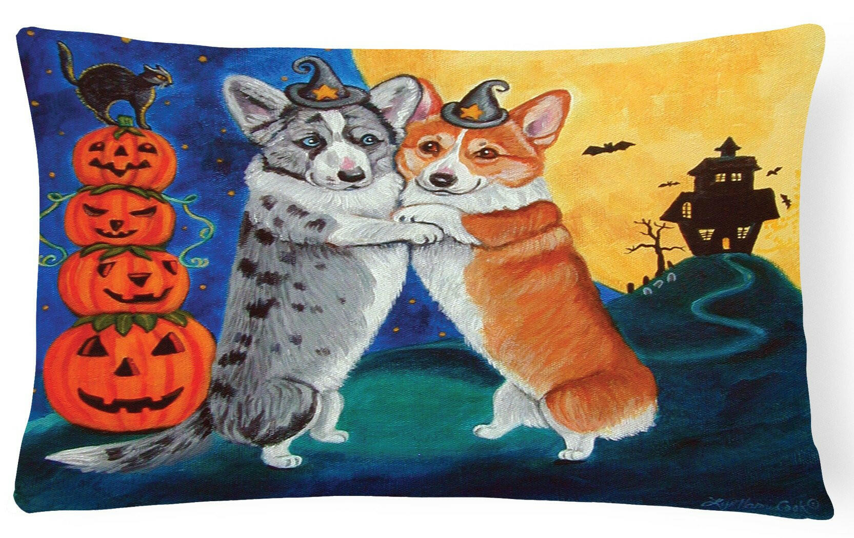 Corgi Halloween Scare Fabric Decorative Pillow 7413PW1216 by Caroline's Treasures