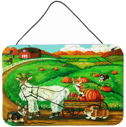 Corgi Pumpkin Ride with Goat Wall or Door Hanging Prints by Caroline&#39;s Treasures