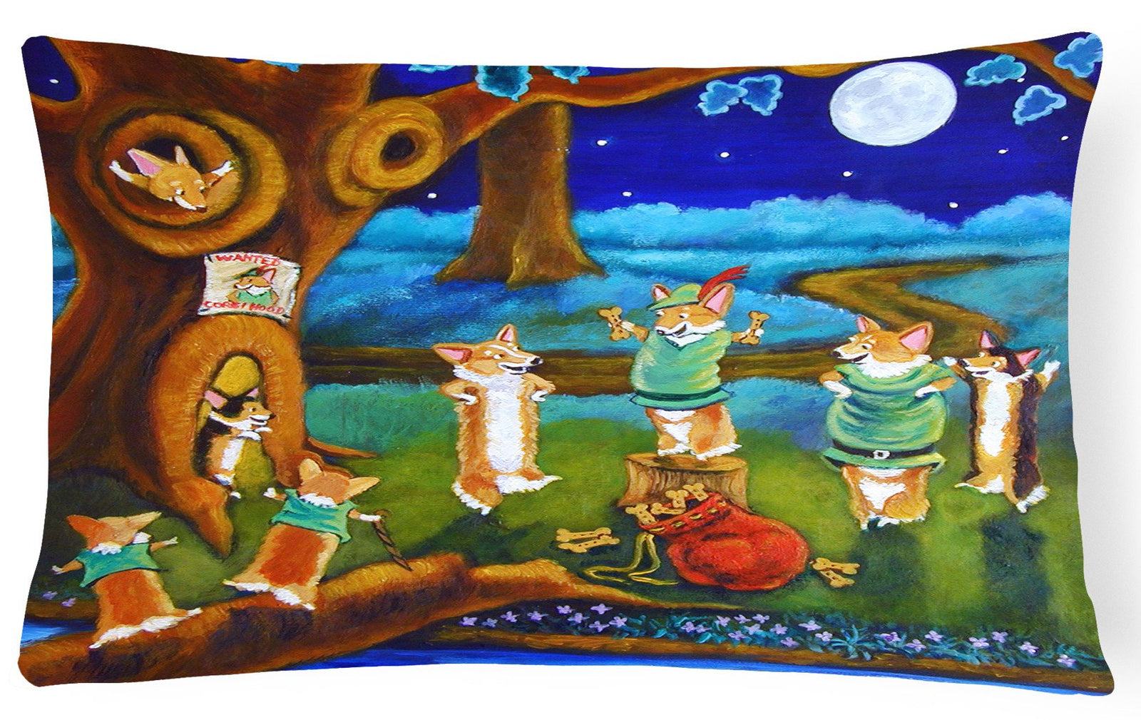 Corgi Robin Hood Fabric Decorative Pillow 7415PW1216 by Caroline's Treasures