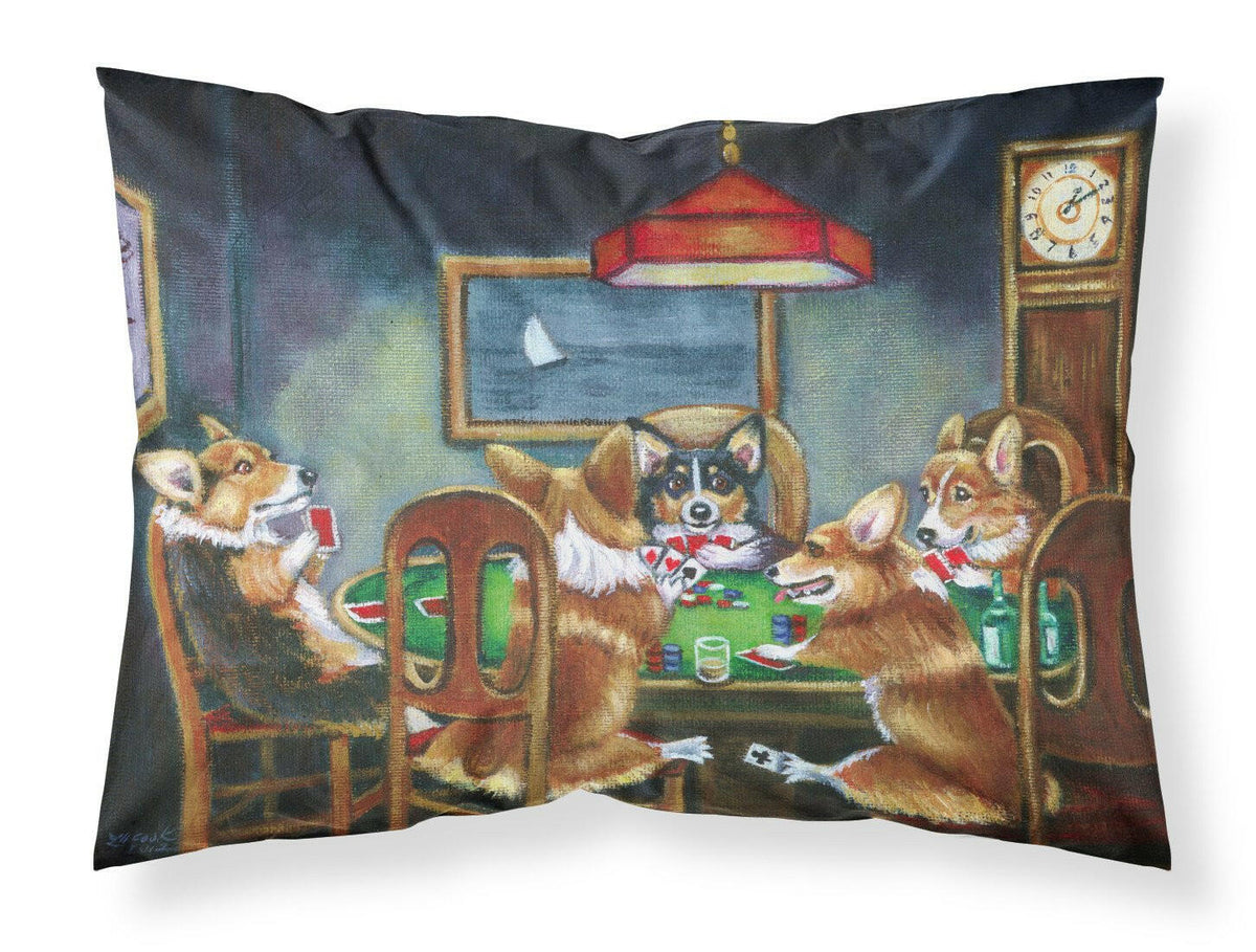 Corgi Playing Poker Fabric Standard Pillowcase 7416PILLOWCASE by Caroline&#39;s Treasures