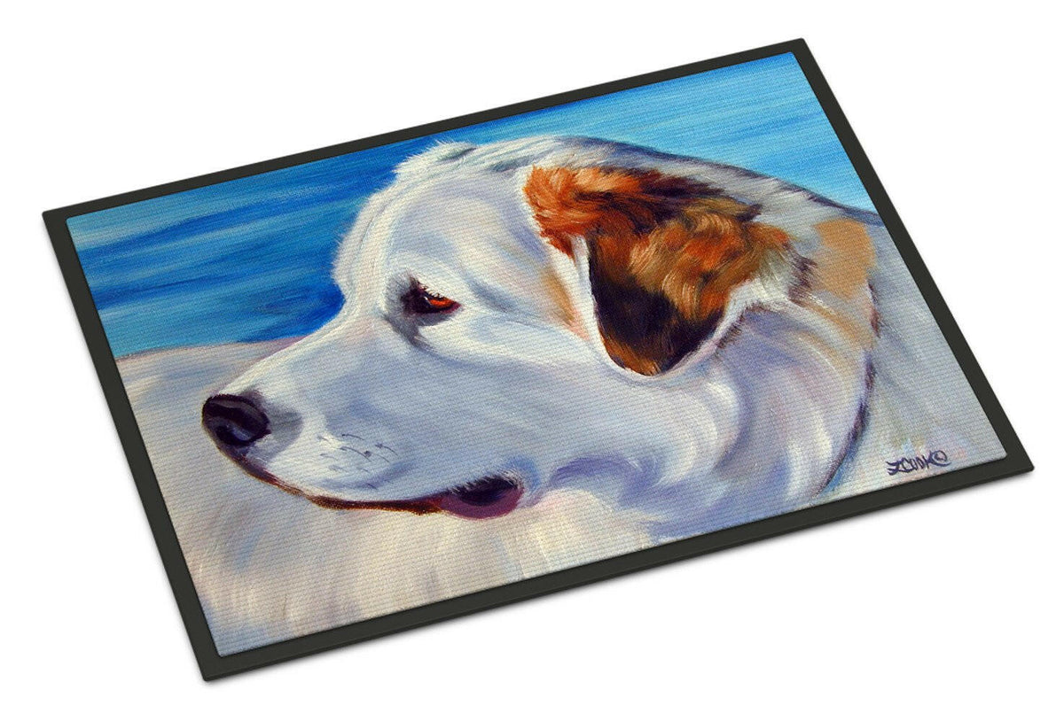 Great Pyrenees at the Beach Indoor or Outdoor Mat 24x36 7417JMAT - the-store.com