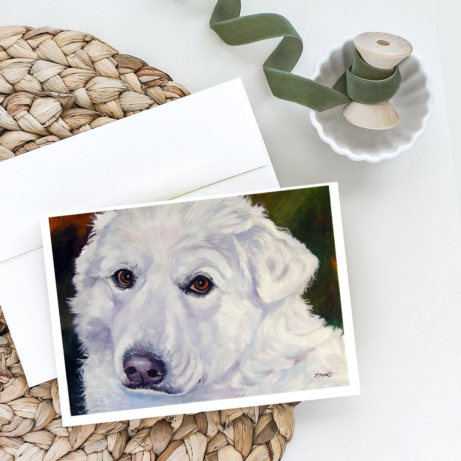 Great Pyrenees Contemplation Greeting Cards and Envelopes Pack of 8 - the-store.com