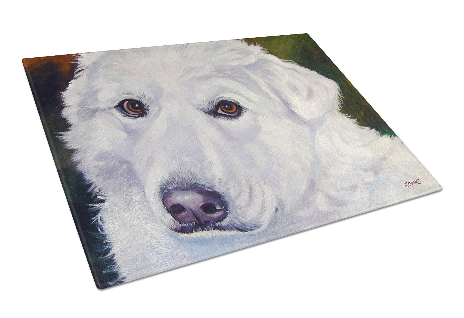 Great Pyrenees Contemplation Glass Cutting Board Large 7418LCB by Caroline's Treasures