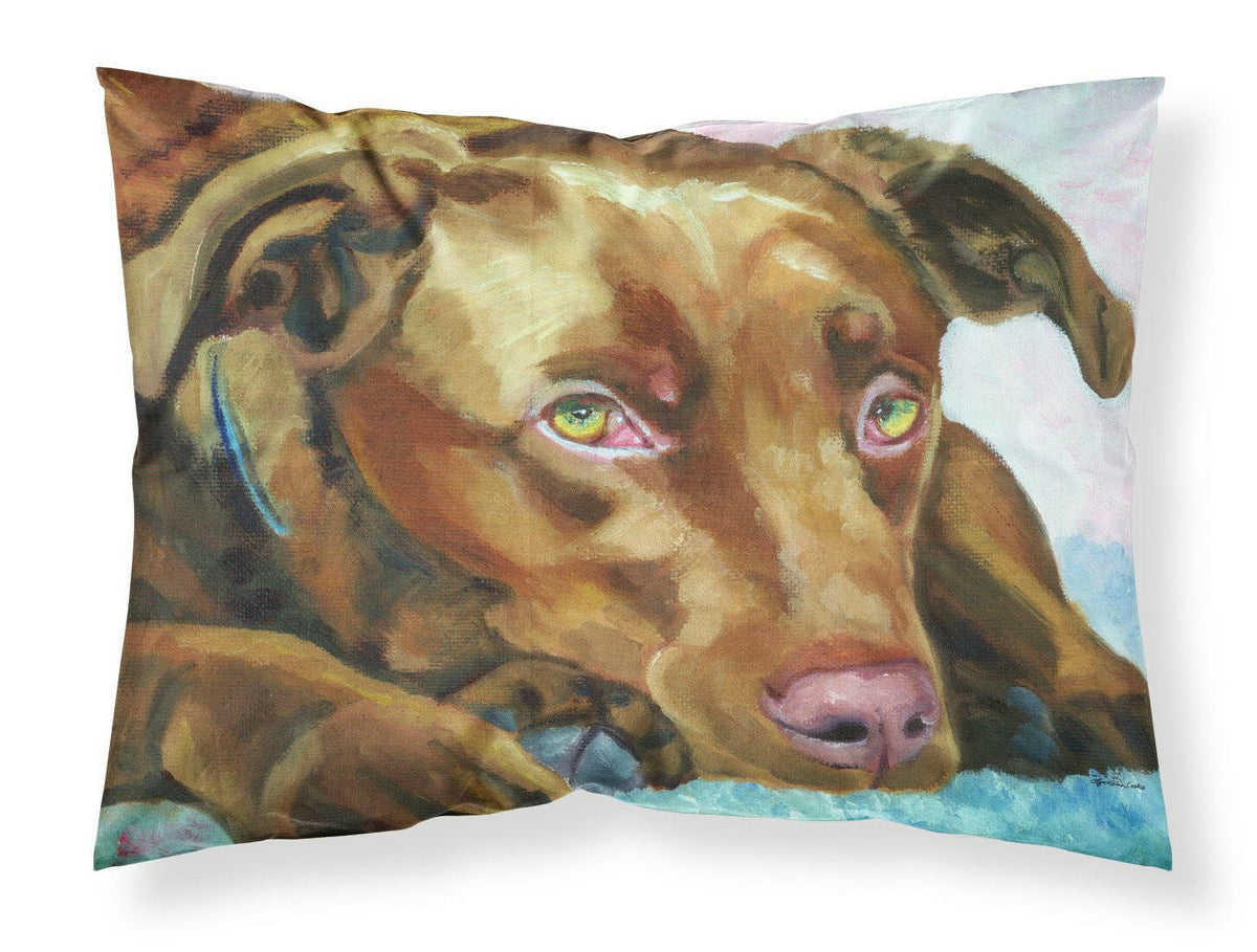 Chocolate Labrador Waiting Fabric Standard Pillowcase 7420PILLOWCASE by Caroline&#39;s Treasures