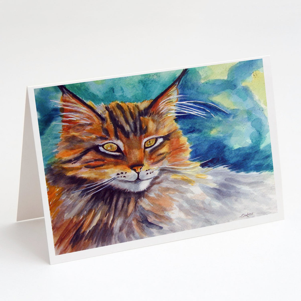 Buy this Maine Coon Cat Watching you Greeting Cards and Envelopes Pack of 8