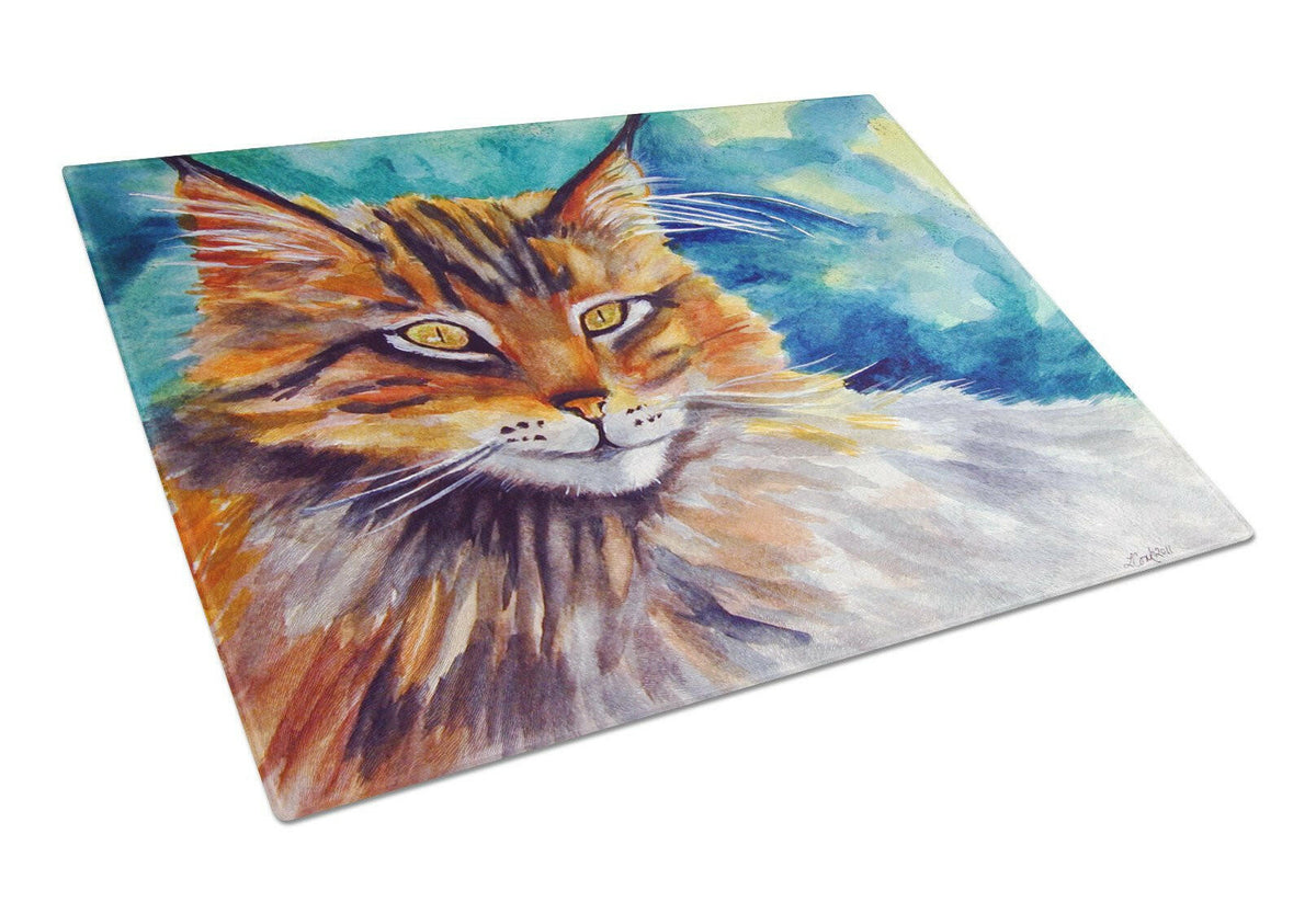 Maine Coon Cat Watching you Glass Cutting Board Large 7421LCB by Caroline&#39;s Treasures