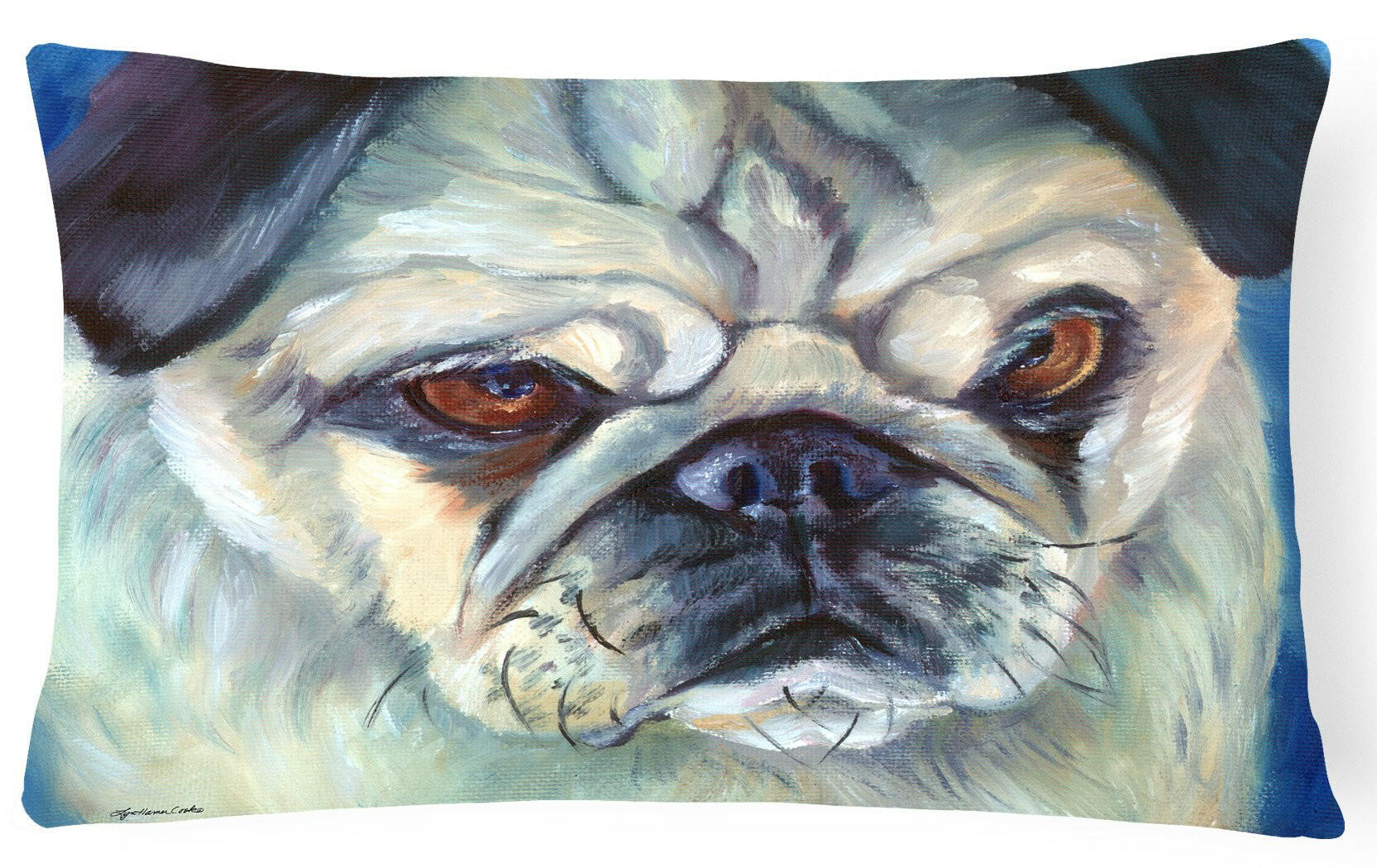 Pug in Thought Fabric Decorative Pillow 7422PW1216 by Caroline's Treasures