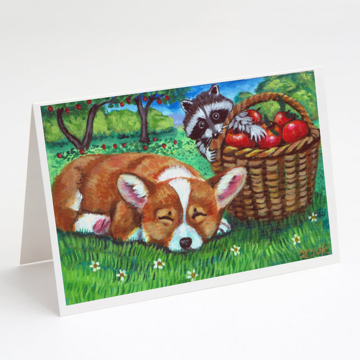 Buy this Corgi with the Racoon Apple Thief Greeting Cards and Envelopes Pack of 8