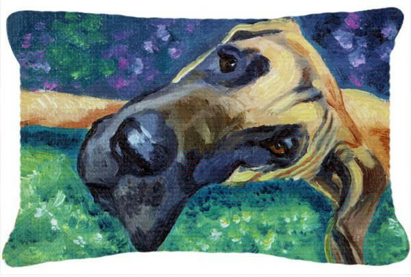 Great Dane Hard Day Fabric Decorative Pillow 7434PW1216 by Caroline&#39;s Treasures