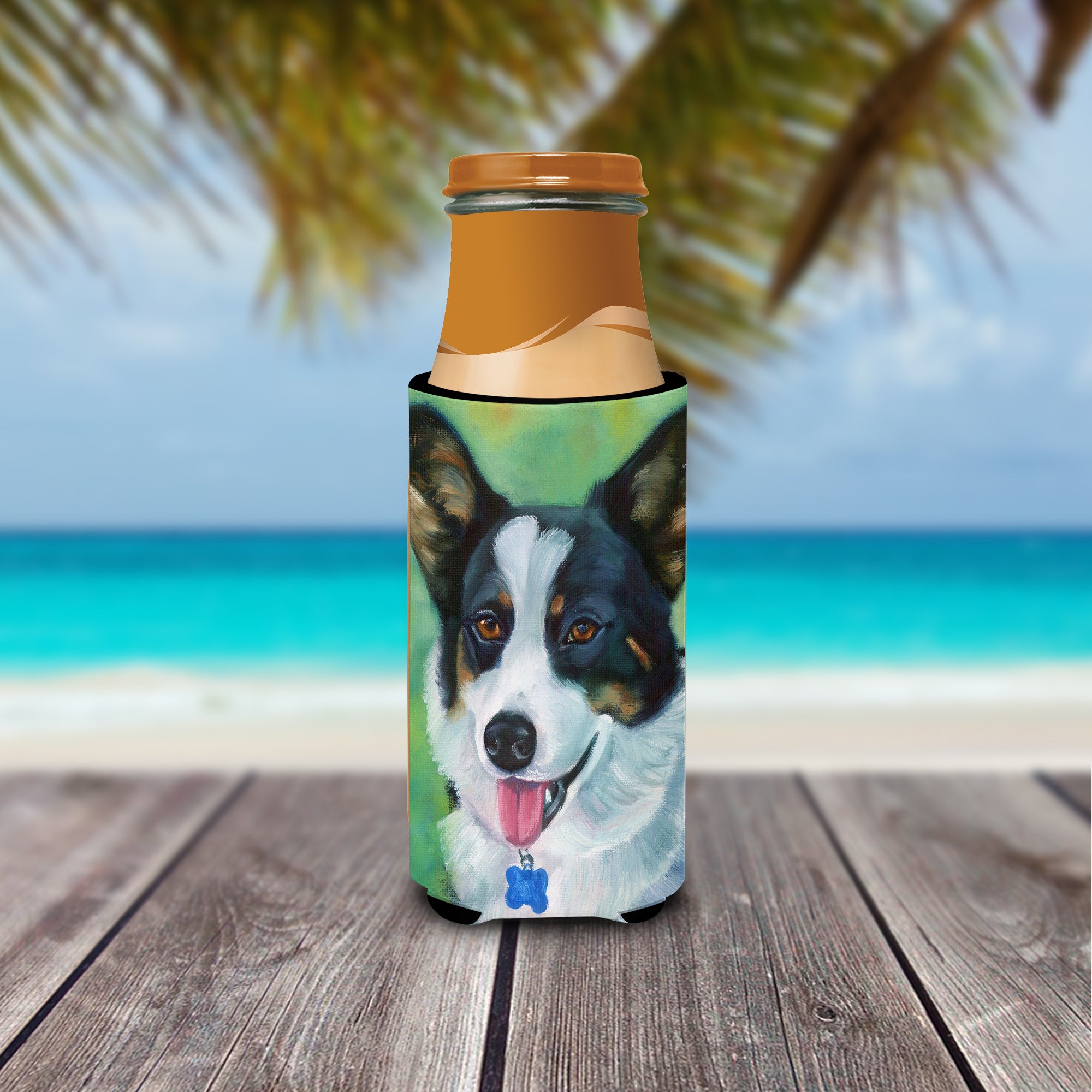 Corgi with blue tag  Ultra Beverage Insulators for slim cans 7438MUK  the-store.com.