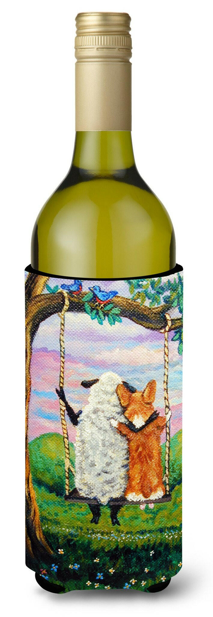 Corgi With Sheep Love Grows Wine Bottle Beverage Insulator Hugger 7439LITERK by Caroline&#39;s Treasures